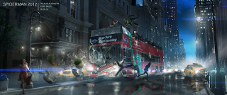 Illustration for article titled Concept art reveals the double-decker chase scene cut from The Amazing Spider-Man